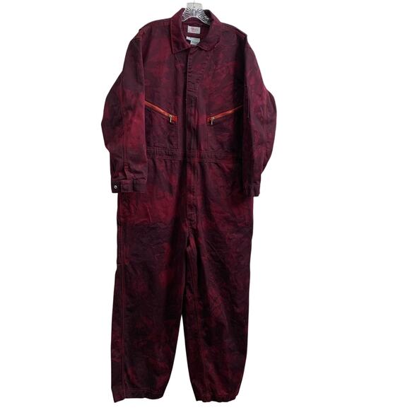 VTG Walls Mens Sz 48 Regular Red Black Tie Dyed Coveralls Long Pants Workwear - Picture 1 of 10